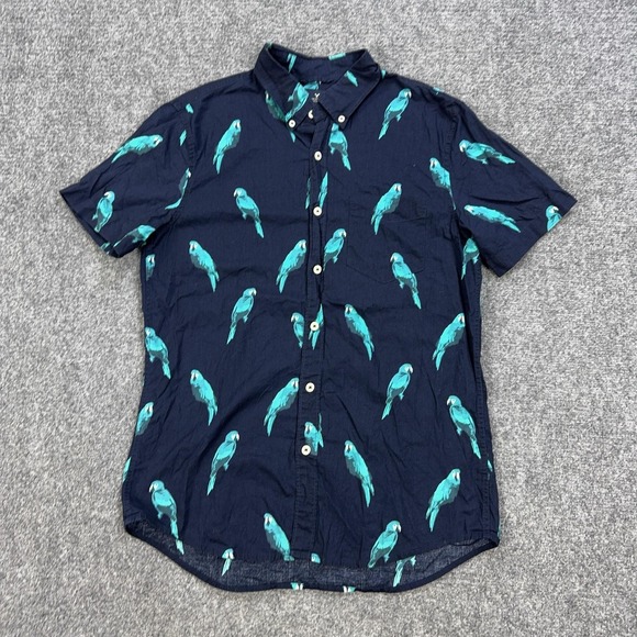 American Eagle Outfitters Other - American Eagle Shirt Mens S Blue Parrot Graphic Short Sleeve Button Down